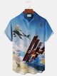 Alohadaddy Vintage Airplane Poster Print Chest Pocket Stretch Shirt Big Tall