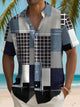 Camisa elástica con bolsillo en el pecho y estampado geométrico vintage de Alohadaddy, talla grande