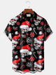 Camisa elástica con bolsillo en el pecho y estampado de calavera navideña para hombre de Alohadaddy, talla grande