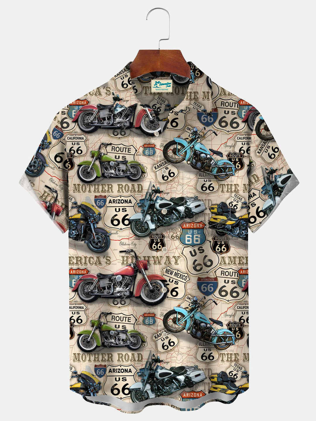 Chemise extensible à imprimé moto vintage Route 66 d&