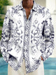 Camisa de manga larga para hombre de estilo barroco vintage con bolsillo en el pecho y estampado de palacio Alohadaddy, talla grande