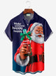 Alohadaddy Christmas Santa 3D Digital Print Men's Button Pocket Short Sleeve Shirt Big & Tall