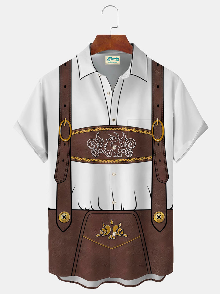 Chemise extensible à poche poitrine pour homme avec imprimé dessin animé de bière amusante Oktoberfest d&