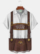 Alohadaddy Oktoberfest Fun Beer Cartoon Print Men's Chest Pocket Stretch Shirt Big Tall