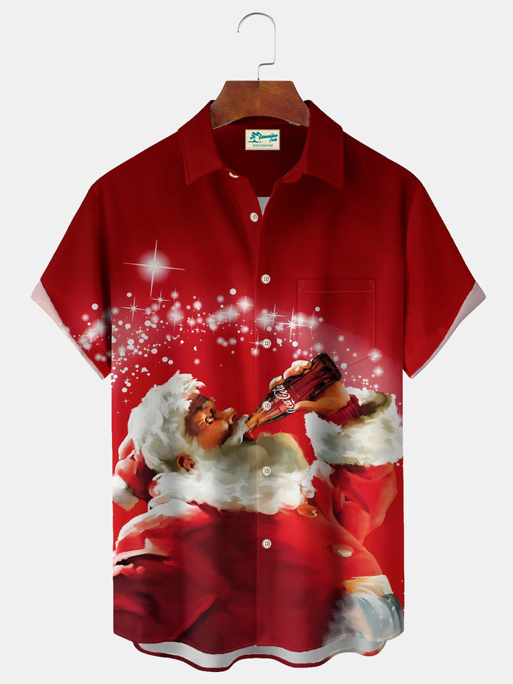 Chemise extensible à poche poitrine pour homme avec imprimé Père Noël Alohadaddy Noël Grande taille