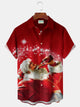 Alohadaddy Christmas Santa Print Men's Chest Pocket Stretch Shirt Big Tall