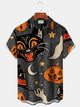 Camisa elástica con bolsillo en el pecho y estampado de dibujos animados de Halloween de Alohadaddy para hombre, talla grande