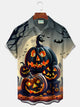 Camisa elástica con bolsillo en el pecho y estampado de dibujos animados de calabaza de Halloween para hombre de Alohadaddy, talla grande