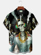 Camisa elástica con bolsillo en el pecho y estampado de calavera de Halloween para hombre de Alohadaddy, talla grande
