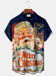 Alohadaddy Christmas Print Men's Chest Pocket Stretch Shirt Big Tall