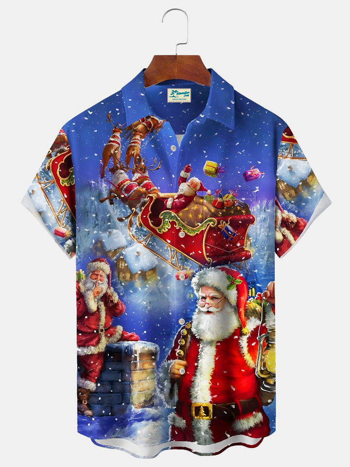 Chemise extensible à poche poitrine pour homme avec imprimé de Noël Alohadaddy Big Tall
