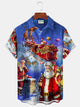 Camisa elástica con bolsillo en el pecho y estampado navideño para hombre de Alohadaddy, talla grande