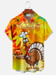 Alohadaddy Thanksgiving Turkey 3D Digital Print Men's Button Pocket Short Sleeve Shirt Big & Tall