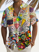 Camisa elástica con bolsillo en el pecho y estampado de cóctel vintage de Alohadaddy, talla grande