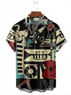 Camisa elástica con bolsillo en el pecho y estampado musical vintage de Alohadaddy, talla grande