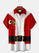 Camisa elástica con bolsillo en el pecho y estampado de dibujos animados divertidos navideños de Alohadaddy para hombre, talla grande