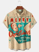 Alohadaddy Christmas Santa Geometric Boomerang Merry Christmas Print Chest Pocket Stretch Hawaiian Shirts Big Tall