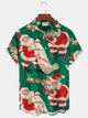 Alohadaddy 1940 Vintage Christmas Santa Print Chest Pocket Stretch Hawaiian Shirt Big Tall