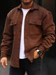 Alohadaddy Basic Men's Plain Printed Button Wide Striped Corduroy Cardigan Pocket Jacket