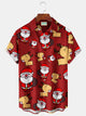 Camisa hawaiana elástica con bolsillo en el pecho y estampado de Papá Noel y alce para hombre de Alohadaddy Christmas