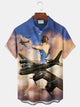 Alohadaddy Vintage Fighter Planes  Aircrafts Warbirds Print Men's Chest Pocket Stretch Hawaiian Shirt WW2 Fighters Planes