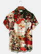 Camisa hawaiana elástica con bolsillo en el pecho y estampado de Papá Noel y alce para hombre de Alohadaddy Christmas