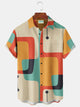 Camisa hawaiana elástica con bolsillo en el pecho y estampado geométrico vintage para hombre de Alohadaddy