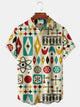 Alohadaddy Vintage 50s Geometric Starburst Boomerang Print Men's Chest Pocket Stretch Hawaiian Shirt