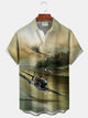 Alohadaddy Vintage Fighter Planes Aircrafts Warbirds Print Men's Chest Pocket Stretch Hawaiian Shirt Tactical Pilot Fight Or Flight Warbirds