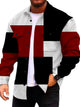 Alohadaddy Retro Geometric Corduroy  Ethnic Graphics 3D Digital Printing Men's Workwear Pocket Jacket Coat Big & Tall
