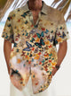 Camisa hawaiana elástica con bolsillo en el pecho y estampado de mariposas vintage para hombre de Alohadaddy