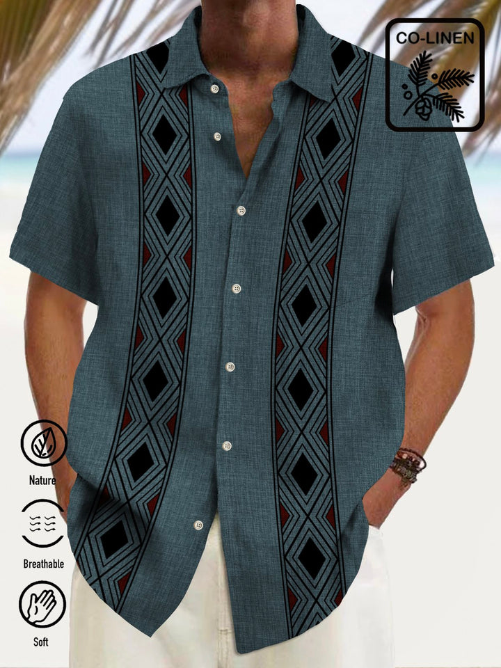 Alohadaddy Vintage Bowling Geometric Stripe Print Men&
