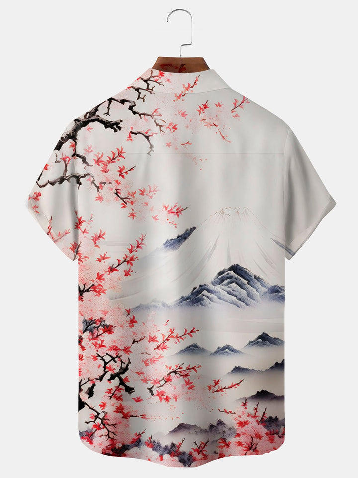 Alohadaddy Hawaiian Cherry Blossom Ukiyoe Mount Fuji 3D Print Men&
