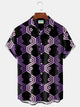 Alohadaddy Vintage Geometric Print Men's Chest Pocket Stretch Hawaiian Shirt