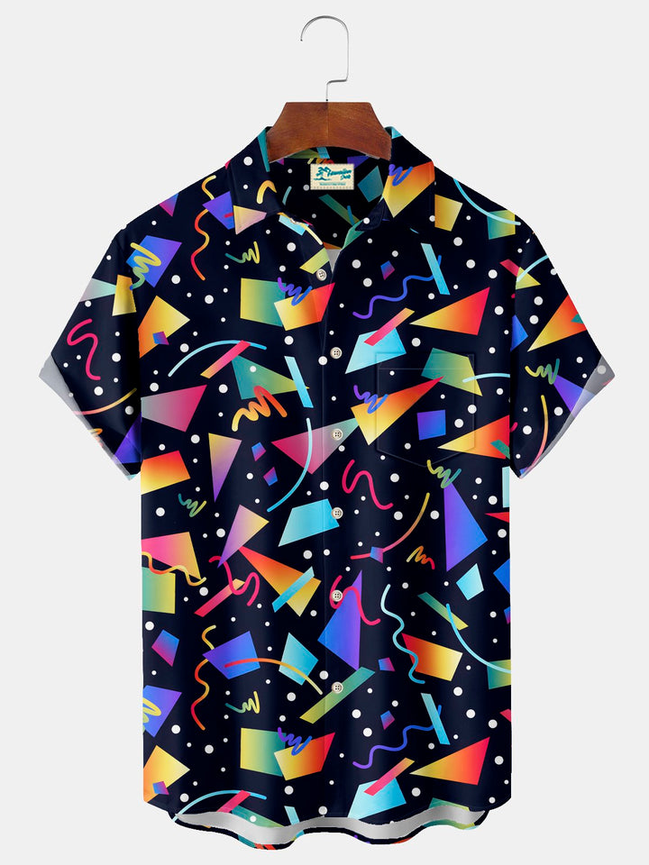 Alohadaddy Vintage 80s Gradient Geometric Print Men&