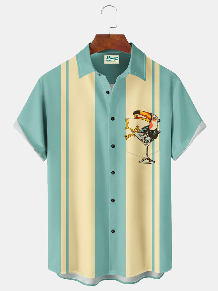 Camisa hawaiana con estampado de dibujos animados de pájaros y bolos retro de Alohadaddy, camisa de fiesta de talla grande
