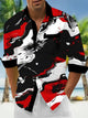 Alohadaddy Retro Gradient Art Abstract 3D Digital Printing Men's Button Pocket Long Sleeve Shirt