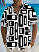 Alohadaddy® Retro 1950s Mid-century Atomic Age Geometric Graphic Print Men's Button Pocket Short Sleeve Shirt Big & Tall