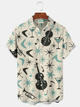 Alohadaddy® Vintage Retro 1950s Mid-century Atomic Age Geometric Jazz Art Print Men's Button Pocket Short Sleeve Shirt Big & Tall