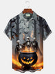 Alohadaddy® Halloween Skeleton Print Casual Stylish Hawaiian Shirt Summer Shirts Pocket Short Sleeve Shirt Big Tall
