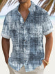 Alohadaddy® Vintage Abstract Art Print Men's Casual Stylish Button Pocket Hawaiian Summer Shirts Short Sleeve Shirt Big Tall