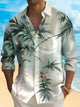 Alohadaddy® Beach Vacation Men's Casual Stylish Plant Print Men's Button Pocket Long Sleeve Shirt Big Tall