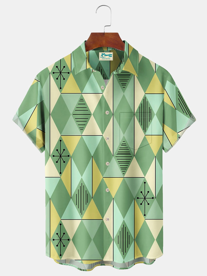 Alohadaddy® Vintage Medieval Atomic Geometry Print Men&
