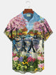Alohadaddy® Vintage Music Art Print Men's Casual Stylish Button Pocket Hawaiian Summer Shirts Short Sleeve Shirt Big Tall