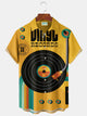 Alohadaddy® Vintage Music Art Print Men's Casual Stylish Button Pocket Hawaiian Summer Shirts Short Sleeve Shirt Big Tall