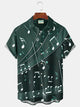 Alohadaddy® Vintage Music Note Art Print Men's Casual Stylish Button Pocket Hawaiian Summer Shirts Short Sleeve Shirt Big Tall