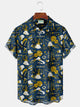 Alohadaddy® Vintage Jazz Art Print Men's Casual Stylish Button Pocket Hawaiian Summer Shirts Short Sleeve Shirt Big Tall