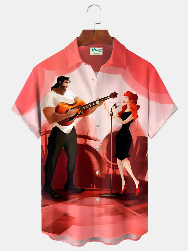 Alohadaddy® Vintage Music Cartoon Print Men&