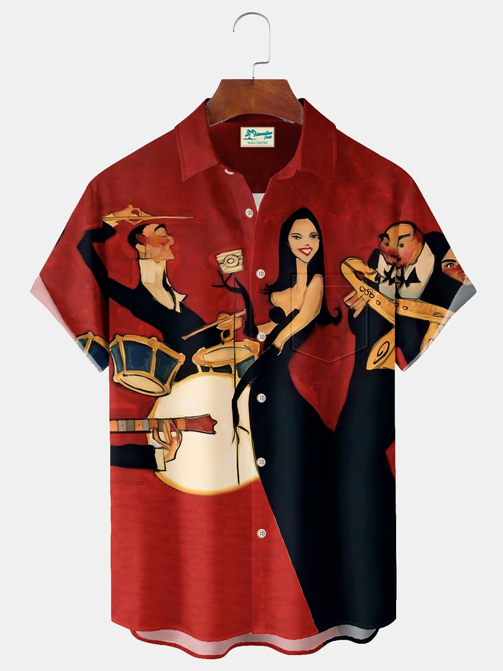 Alohadaddy® Vintage Music Cartoon Print Men&