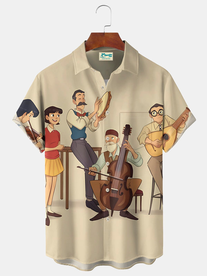 Alohadaddy® Vintage Music Cartoon Print Men&